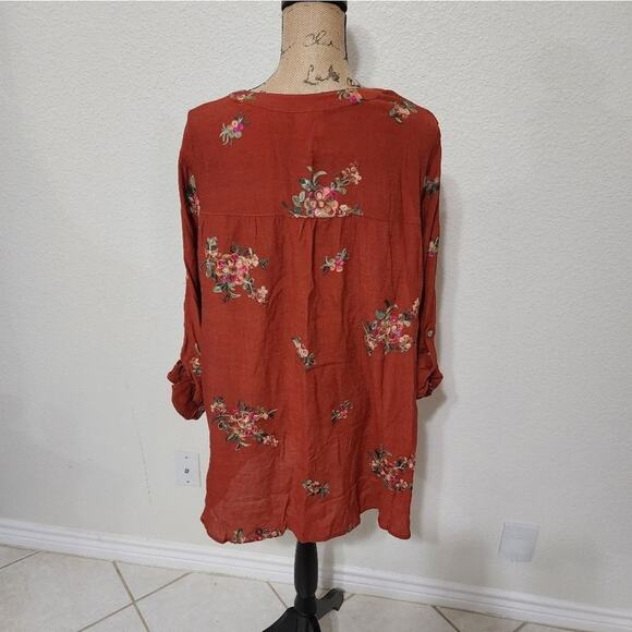 Anthropologie x fig & flower‎ embroidered floral button down shirt plus size 3X - Picture 3 of 8